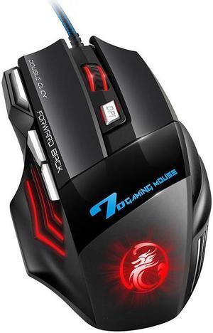 Computer Mouse, Gamer Ergonomic Wired Gaming Mouse, USB Wired Game Mause 5500 DPI Silent Mice With LED Backlight 7 Buttons Gaming Mice For PC Laptop (Black)