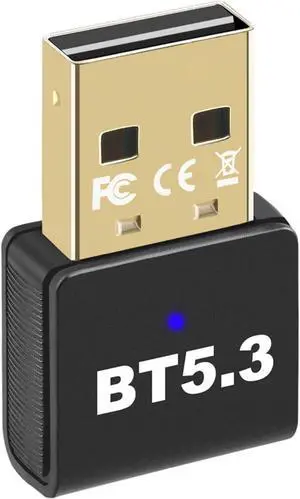 Latest USB Bluetooth 5.3 Adapter for PC Desktop, Mini 5.3 Bluetooth Wireless Dongle for Windows 11/10/8.1/7 Computer Laptop, Pair w/Bluetooth Headset Speaker Keyboard Mouse Printers, Plug & Play