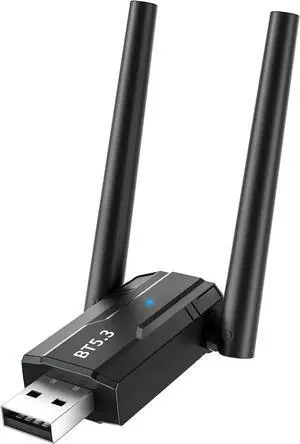 492FT/150M Ultra Long Range Bluetooth 5.3 Pro USB Adapter with Dual Antennas for PC Windows 11/10/8.1/7, Plug and Play for Windows 11/10, BT5.3+ EDR for PC,Laptop,Keyboard,Mouse,Headsets,Speakers