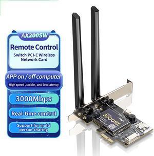 PCIE WiFi 6 Network Card AX200SW Bluetooth 5.2 Wireless Adapter, 3000Mbps WiFi 6 Card Dual Band 2.4G/5G, Smart Remote Control WiFi Adapter for Desktop PC Support Windows 11/10 64bit