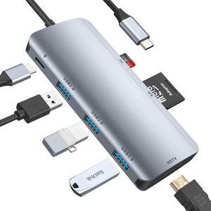 USB Type C Hub, 7 in 1 USB C Adapter with 4K USB C to HDMI, 3 USB 3.0 Ports, SD/TF Card Reader, Power Delivery, Compatible for Windows,Mac OS, Surface Pro, Chrome, More USB C Devices