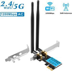 Wireless Adapter PCI Express Network Card, Dual-Band 2.4G/5.8G Desktop Computer Built-in WiFi Adapter AC1200M, PCI-E Wifi Card with 1200Mbps Transmission Rate for Windows 10/Windows 8/Windows 7