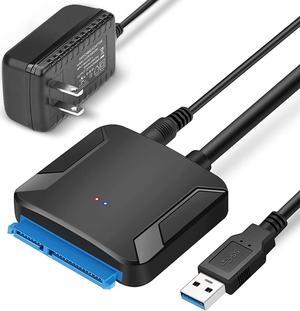 SATA to USB 3.0 Adapter Cable, SATA III Hard Drive Adapter Converter for 3.5/2.5 Inch HDD/SSD with 12V/2A Power Adapter, 17 Inch, External Converter with 12V Power Adapter