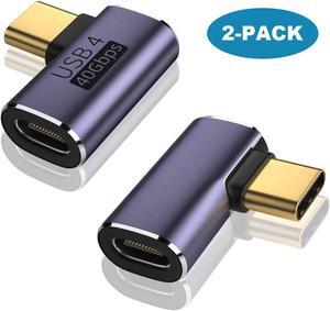 USB C to USB C 90 Degree Adapter (2 Pack), 40Gbps Data Transfer USB Type C Male to Female Right Angle Extender for Steam Deck, Switch, Thunderbolt4, Laptop, Mobile Phone, Tablet