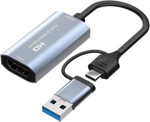 USB Video Capture Card, 4K 60HZ Audio Video HDMI Capture Card,HDMI to USB 3.0 / USB C 1080P 60HZ Capture Card, Capture Card for Streaming/Nintendo Switch/PS3/PS4/YouTube/Xbox/Camera/PC/OBS