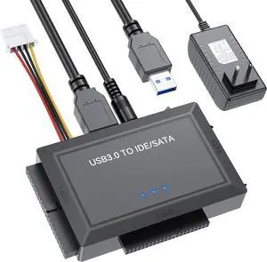 Hard Drive Reader SATA IDE to USB 3.0 Adapter, USB 3.0 to SATA/IDE Hard Drive Ultra Recovery Converter Kit Data Retrieval Device for 2.5" 3.5" HDD SSD Hard Drive Disk 5.25" DVD/CD-ROM Optical Drive