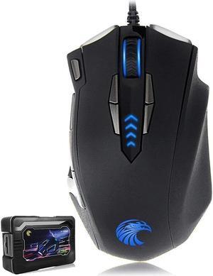 USB Wired Gaming Mouse, 13 Programmable Buttons (8+5 Side Buttons), RGB LED Backlit, Marco, 10000 DPI Adjustable, Comfortable Grip Ergonomic Optical Gaming Mice with Tunable Weights, Black