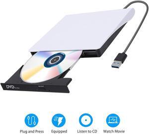 External CD/DVD Drive, USB 3.0 Portable Optical Slim CD/DVD Burner Player RW Drive Compatible with Desktop PC Windows XP/ 2003/ Vista/ 7/8, Linux, Mac os System