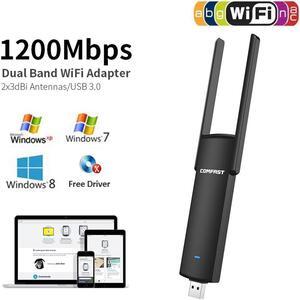 1200Mbps Wireless Adapter Dual Band 2.4G & 5G AC Router Wireless Signal USB3.0 WiFi Speed Adapter Extender WiFi External Network Cards for Laptop Computer PC Windows xp,Win7 Win8 /8.1 (32 bit. 64 bit