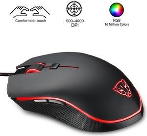 Professional Gaming Mouse USB Wired USB Optical Mouse Gamer 6 Adjustable DPI Mouse 4000DPI Ergonomic Mice RGB LED Backlight for PC Laptop