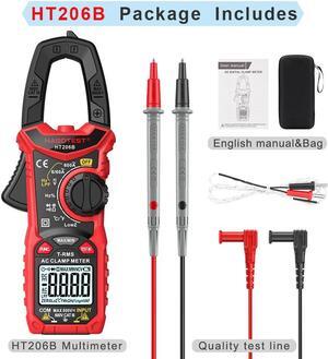 Digital Clamp Meter T-RMS 6000 Counts, Multimeter Voltage Tester Auto-ranging, Measures Current Voltage Temperature Capacitance Resistance Diodes Continuity Duty-Cycle (AC Clamp Meter)