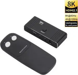 8K HDMI Switch 8k60hz 4K@120Hz Switcher 2 in 1 Out Bi-Direction Switch 1080p@240Hz Display Adapter Splitter Converter 1 in 2 Out