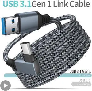 for Oculus Quest Link Cable 16ft, Fiber-Optic USB 3.1 Gen1 5Gbps USB 3.0 to USB C High Speed Data Transfer & 3A Fast Charger Cord Nylon Braided Compatible for Quest 2 and Quest VR Headset to Gaming PC