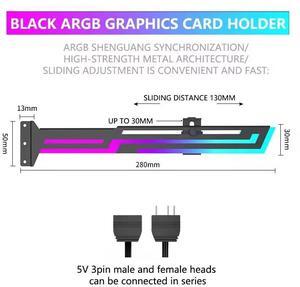 ARGB GPU Holder Adjustable Height Horizontal AURA SYNC Graphics Card VGA Holder GPU Bracket Black