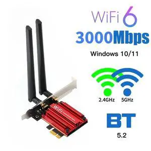 3000Mbps Wifi 6 Desktop PCIe Wireless Wifi Adapter Intel AX200 Bluetooth 5.1 Network Wifi Card 2.4G/5G 802.11ac/ax MU-MIMO PCI-E WiFi Adapter for Windows 10*64bit and Linux