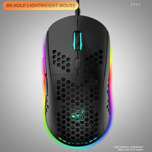 M8 Ultralight Wired Gaming Mouse Lightweight Honeycomb Shell 6 RGB Breathing Backlit Mice 6400 DPI USB for Win Xbox PS4 Mac HP