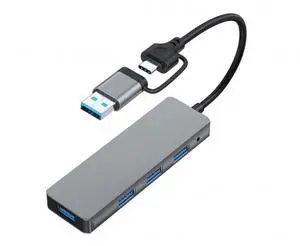 4-Port USB 3.0 HUB, Aluminum USB C & USB 3.0 to USB Adapter with 4 USB 3.0 Ports, Ultra Slim Portable USB Splitter for Laptop MacBook, Mac Pro/Mini, iMac, Ps4, Surface Pro, XPS, PC, Flash Drive