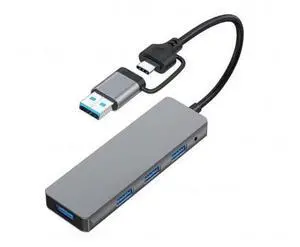 4-Port USB 3.0 HUB, Aluminum USB C & USB 3.0 to USB Adapter with 4 USB 3.0 Ports, Ultra Slim Portable USB Splitter for Laptop MacBook, Mac Pro/Mini, iMac, Ps4, Surface Pro, XPS, PC, Flash Drive