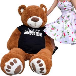 Big Plush 5 Foot  Graduation Teddy Bear Soft, Cinnamon Color, T shirt says HAPPY GRADUATION