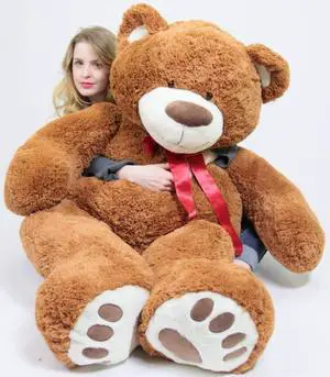 5 Foot Very Big Smiling Teddy Bear 60 Inch Soft Brown Giant Stuffed Animal with Bigfoot Paws