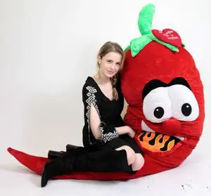 Big Plush Hot Pepper 6 Foot Soft Huge 72 Inch, Embroidered Heart Says A HOTTIE FOR A HOTTIE