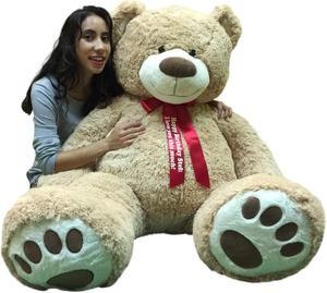 Personalized Big Plush 5 Foot Giant Teddy Bear Customized with Your Text on Neck Ribbon