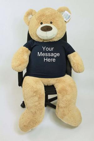 Personalized Big Plush 5 Foot Giant Teddy Bear Wearing Customized T-Shirt with Your Message