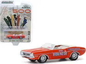 1971 Dodge Challenger Convertible Official Pace Car Orange "55th Indianapolis 500 Mile Race" "Hobby Exclusive" 1/64 Diecast Model Car by Greenlight