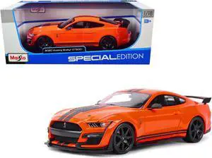 2020 Ford Mustang Shelby GT500 Orange with Black Stripes "Special Edition" 1/18 Diecast Model Car by Maisto