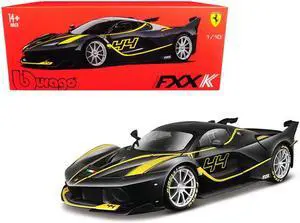 Ferrari FXX-K #44 Black with Yellow Stripes "Signature Series" 1/18 Diecast Model Car by Bburago