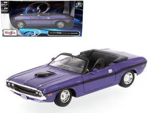 1970 Dodge Challenger R/T Convertible Purple 1/24 Diecast Model Car by Maisto