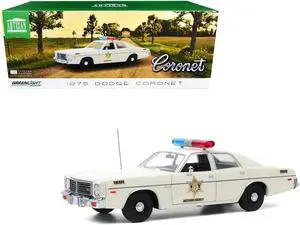 1975 Dodge Coronet Cream "Hazzard County Sheriff" 1/18 Diecast Model Car by Greenlight