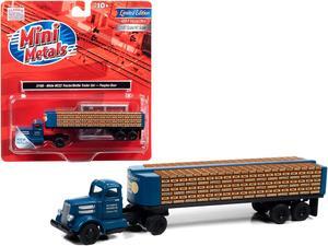 White WC22 Truck Tractor with Bottle Trailer Dark Blue "The Peoples Brewing Co." 1/87 (HO) Scale Model by Classic Metal Works