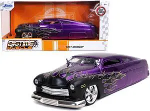 1951 Mercury Purple with Black Flames "Bigtime Muscle" 1/24 Diecast Model Car by Jada