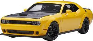 Dodge Challenger SRT Hellcat Widebody Yellow Jacket with Satin Black Hood 1/18 Model Car by Autoart