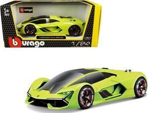 Lamborghini Terzo Millennio Lime Green with Black Top and Carbon Accents 1/24 Diecast Model Car by Bburago