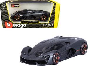 Lamborghini Terzo Millennio Dark Gray Metallic with Black Top and Carbon Accents 1/24 Diecast Model Car by Bburago