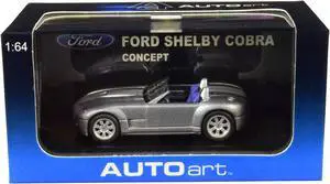 Ford Shelby Cobra Concept Tungsten Silver Metallic with Gray Stripes 1/64 Diecast Model Car by Autoart