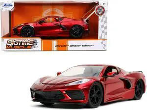 2020 Chevrolet Corvette Stingray C8 Candy Red "Bigtime Muscle" 1/24 Diecast Model Car by Jada