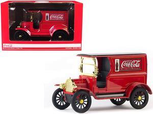 1917 Ford Model T Cargo Van "Coca-Cola" Red with Black Top 1/24 Diecast Model Car by Motorcity Classics