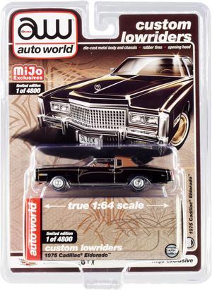 1975 Cadillac Eldorado Black with Brown (Partial) Vinyl Top Ltd Ed 4800 pcs 1/64 Diecast Model Car by Auto World