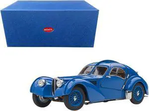 1938 Bugatti Type 57SC Atlantic with Metal Wire-Spoke Wheels Blue 1/43 Diecast Model Car by Autoart