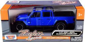 2021 Jeep Gladiator Overland (Open Top) Pickup Truck Blue Metallic 1/24-1/27 Diecast Model Car by Motormax