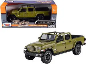 2021 Jeep Gladiator Overland (Open Top) Pickup Truck Matt Green 1/24-1/27 Diecast Model Car by Motormax