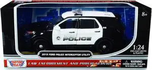 2015 Ford Police Interceptor Utility "San Gabriel Police" (California) Black and White 1/24 Diecast Model Car by Motormax
