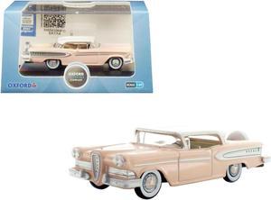 1958 Edsel Citation Chalk Pink with Frost White Top 1/87 (HO) Scale Diecast Model Car by Oxford Diecast