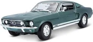 1967 Ford Mustang GTA Fastback Green Metallic with White Stripes 1/18 Diecast Model Car by Maisto