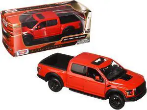 2017 Ford F-150 Raptor Pickup Truck Red with Black Wheels 1/27 Diecast Model Car by Motormax