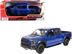 2017 Ford F-150 Raptor Pickup Truck Blue with Black Wheels 1/27 Diecast Model Car by Motormax