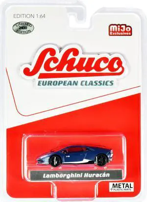 Lamborghini Huracan Matt Dark Blue with White Stripes "European Classics" Limited Edition to 2400 pieces Worldwide 1/64 Diecast Model Car by Schuco